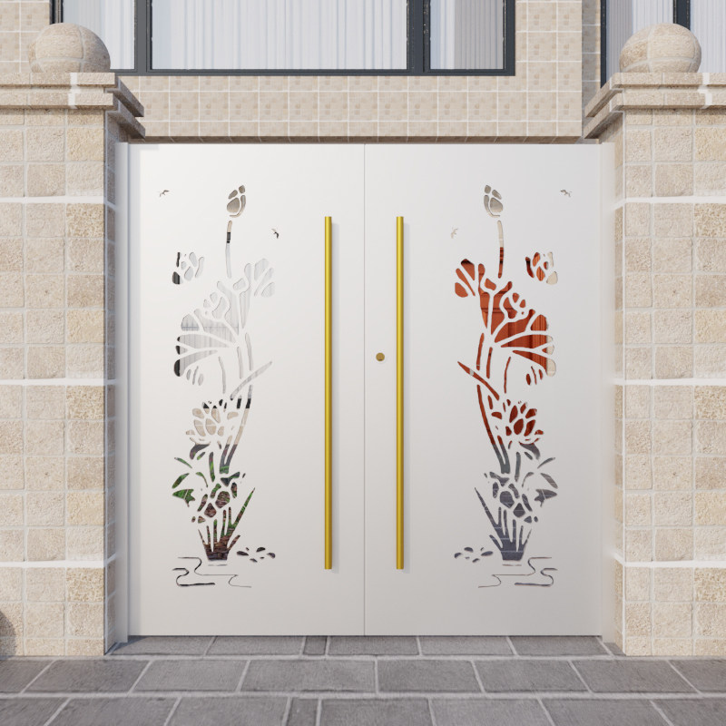 Wrought iron villa courtyard gate kindergarten double door country entry garden yard door outdoor fence door anti-theft