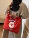 Large-Capacity Donut Canvas Bag for Women, New Embroidered Eco-Friendly Shopping Bag, Casual, Fashionable and Versatile Commuter Tote Bag