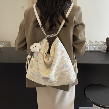 Large-Capacity Tote Bag, Spring and Summer Style, Single Shoulder Crossbody Bag, High-End Versatile Commuter Backpack, Three-Use Niche Canvas Bag