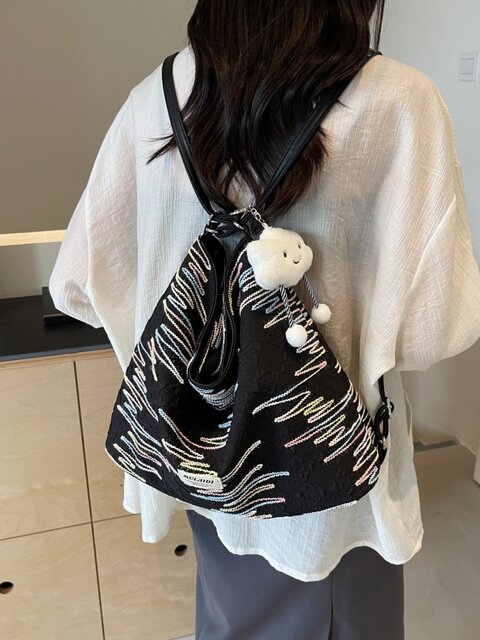 Large-Capacity Tote Bag, Spring and Summer Style, Single Shoulder Crossbody Bag, High-End Versatile Commuter Backpack, Three-Use Niche Canvas Bag