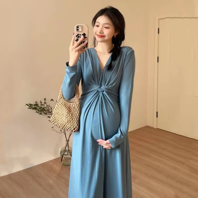 Yin October Maternity Dress, Summer French Resort Style Maternity Dress, Mid-Length Style for Pregnant Women, Elegant Outfit for Spring and Autumn Yin October Maternity Dress, Summer French Resort Style Maternity Dress, Mid-Length Style for Pregnant Women, Elegant Outfit for Spring and Autumn