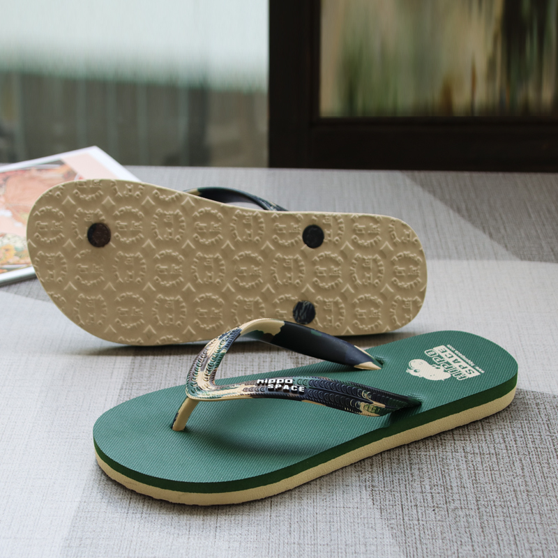 Thai Hippo Rubber Flip-Flops for Men, Summer Non-Slip Beach Slippers, Vacation Outdoor Wear, Personalized Camouflage Sandals