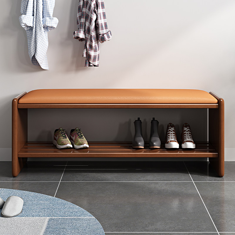 Change shoe stool solid wood simple Nordic shoe stool type shoe cabinet can sit at the door and wear shoe stool storage stool household small soft bag