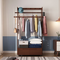 New Chinese style solid wood coat rack floor bedroom hanger Nordic living room easy brush shelf simple modern locker