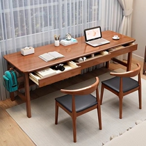 All solid wood desk by the window long table double computer desk home bedroom study desk writing desk narrow table