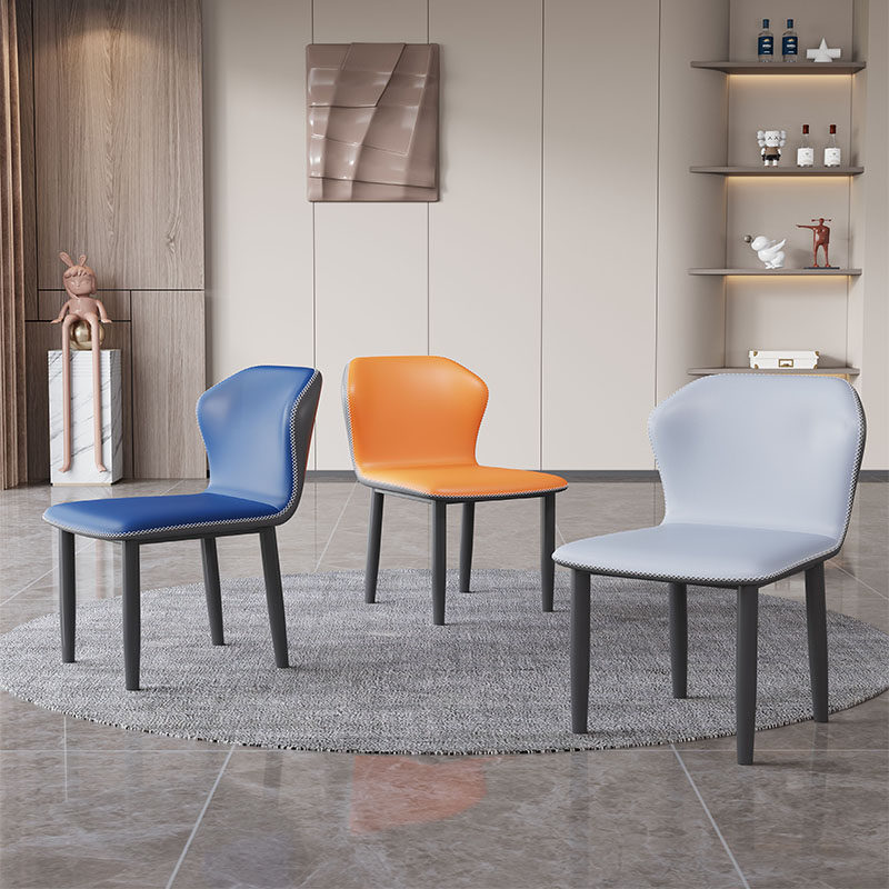 Modern restaurant dining chair home simple leather chair backrest hotel soft package wrought iron net red chair negotiation makeup chair stool