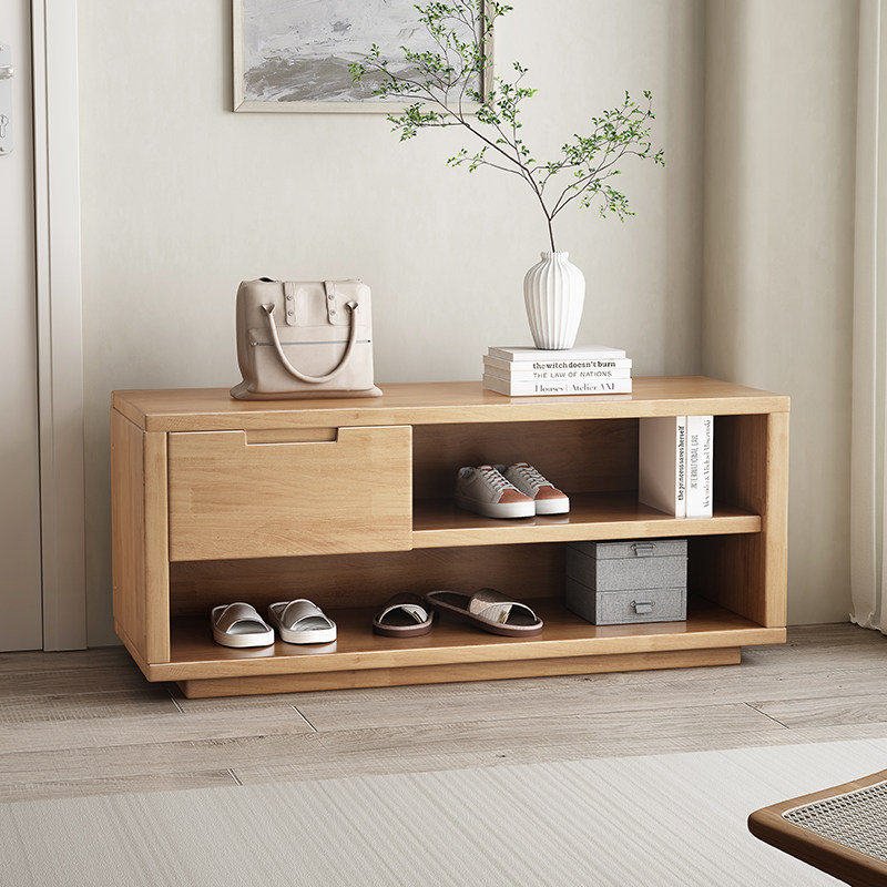 All solid wood home entrance can sit and wear shoes change shoes stool shoe cabinet storage stool try shoes stool storage cabinet can sit