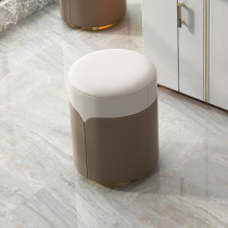 Color separation small round stool simple modern leather stool living room coffee table small stool adult gray 46cm high leather stool