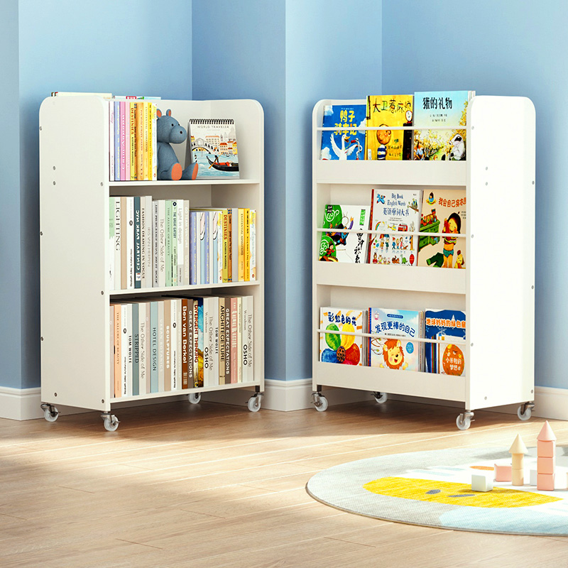 SOFS Children's bookshelves Mobile bookcase shelves Painted Ben Containing students Home small bookshelves rotating bifacial-Taobao