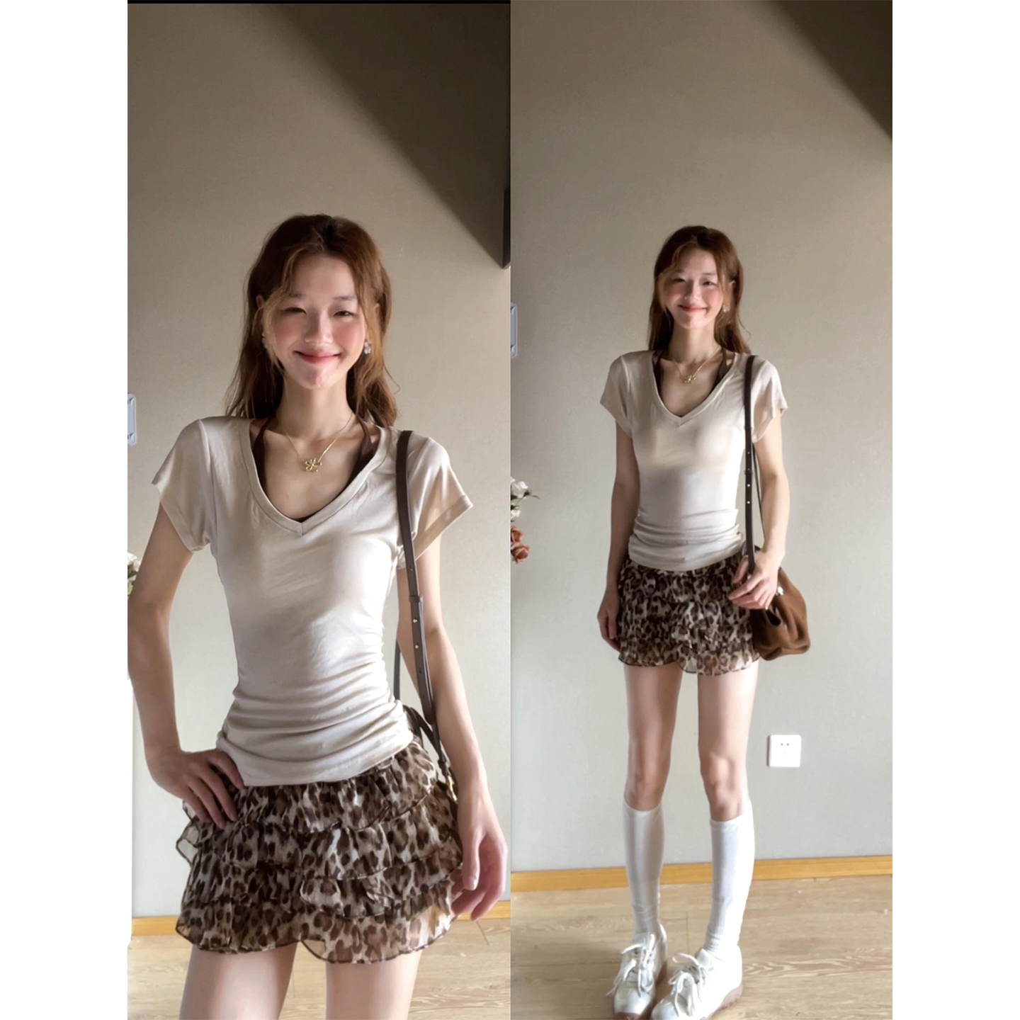 巨好看的夏季胖mm穿搭蛋糕裙2026年蓬蓬半身裙豹纹松紧腰性感短裙