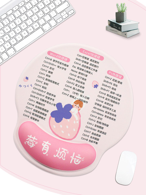 Cartoon Shortcut Key Mouse Pad Wrist Rest Pad to Protect Wrist Office Wrist Support Hand Rest Pad Mouse Hand Anti-Slip Pad