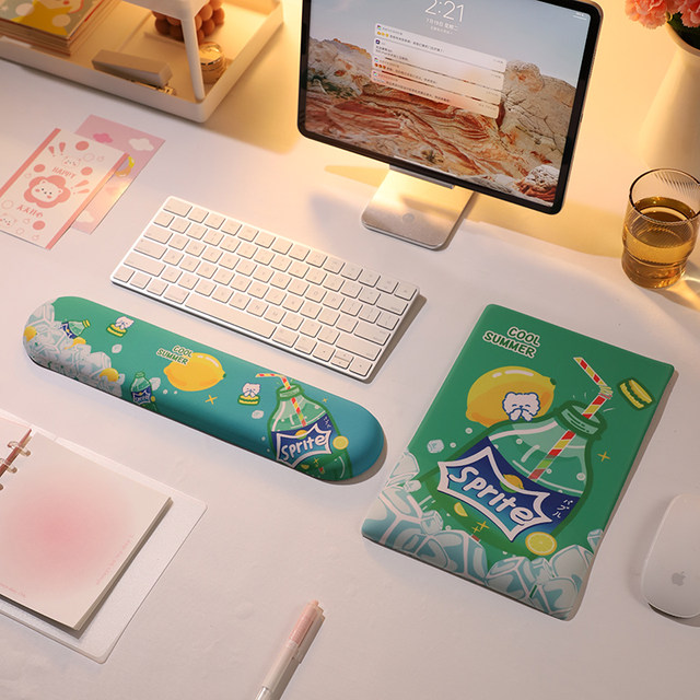 White Peach Memory Foam Keyboard Wrist Rest Mouse Pad Cute Cartoon 3D Notebook Pad Desktop Mouse Pad