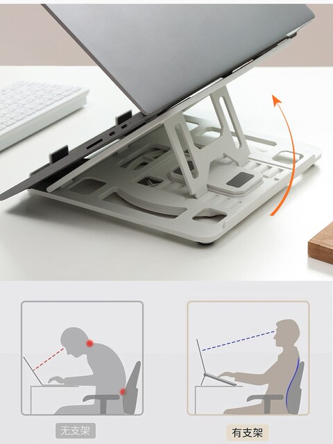 Cute Laptop Stand Bracket for Student Dormitory Desktop Office, Adjustable Height, Vertical Suspended Base, Portable, Foldable, Rotatable, Cooling Support, Neck Protection Stand