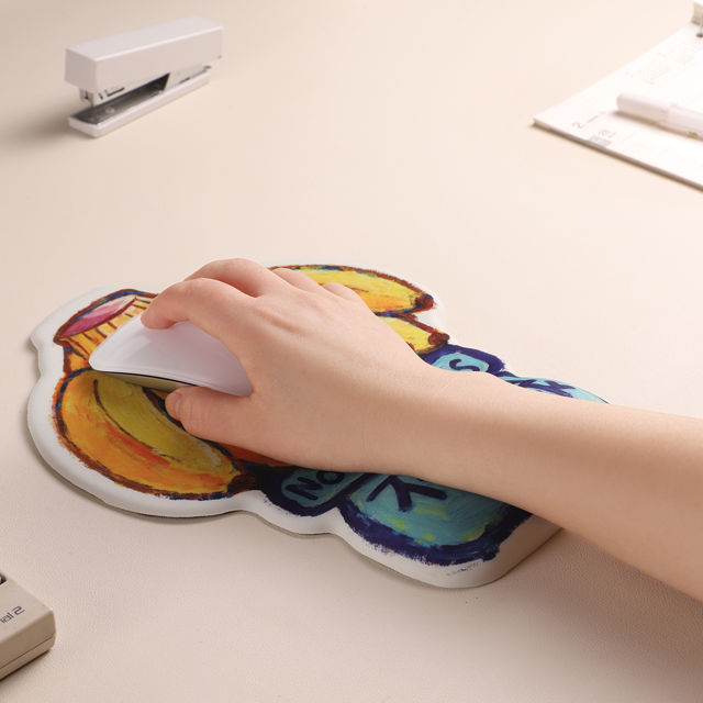 Creative Oil Painting Plant-Shaped Mouse Pad, Cartoon Cute Desk Pad, Computer Pad, Wrist Pad, Oil Painting Version Wrist Protector