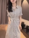 Корейская рубашка, летний приталенный корсет, длинная юбка, платье
