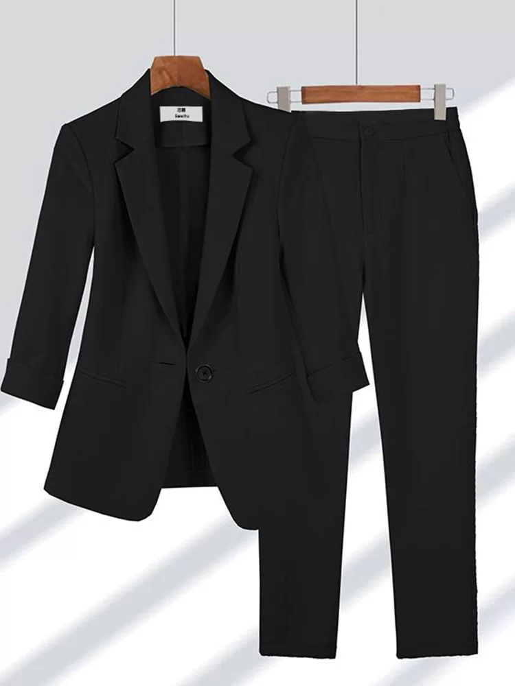 Summer set, fitted suit, simple and elegant design, plus size
