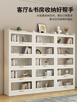 Solid wood bookcase floor-to-ceiling wall-mounted glass door dust-proof storage rack home living room display cabinet simple childrens bookshelf