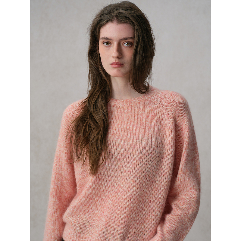 Chalamon Sheep Wool Mohair Lazy and Relaxed Floral Yarn Design Wool Sweater Pullover for Women