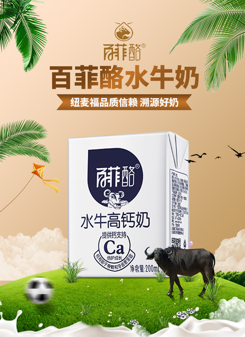 奶中贵族，冰淇淋口感，上市企业：200mlx10盒 百菲酪 高钙水牛奶 34.9元包邮 值值值-买手聚集的地方