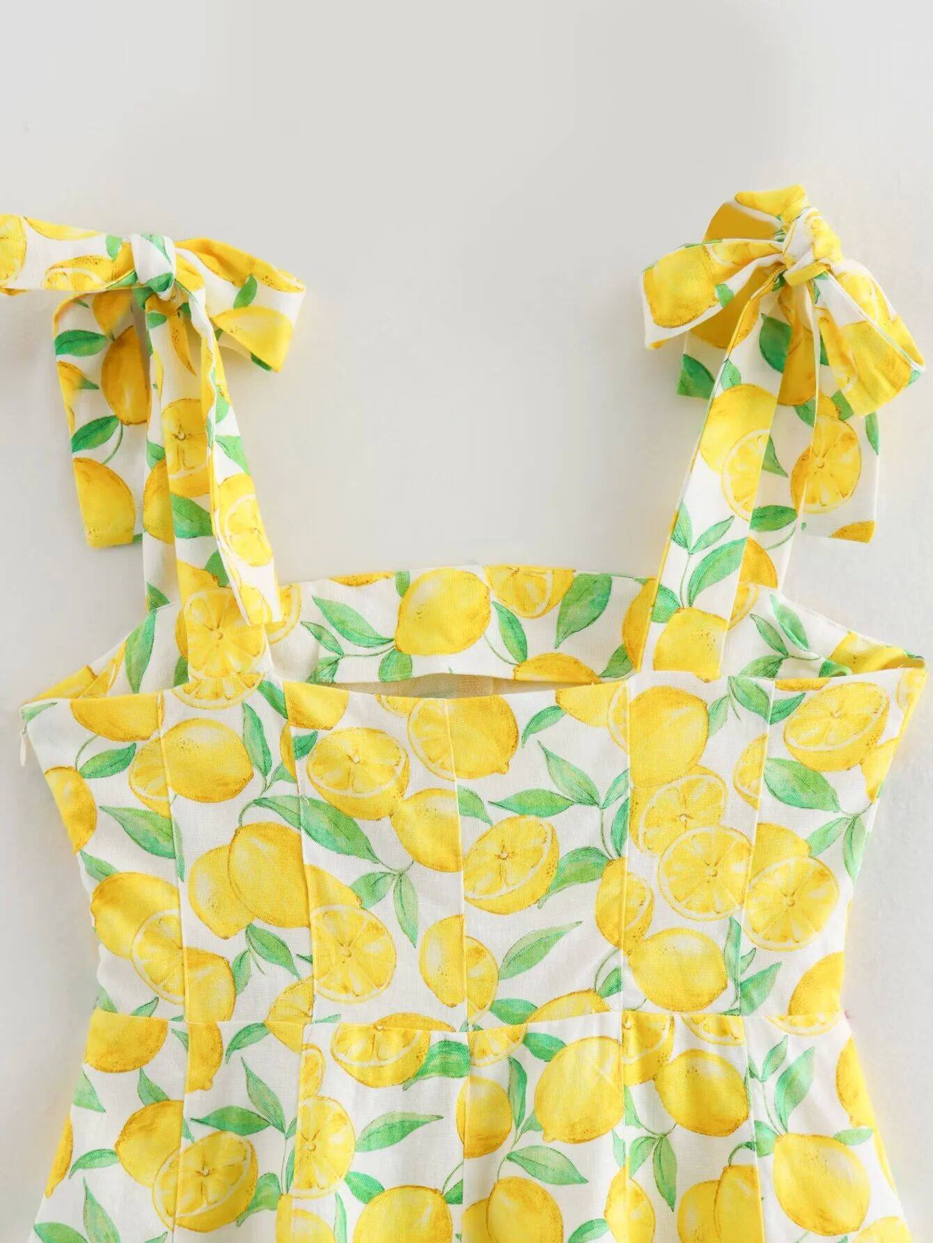 Printed camisole waist cinching dress печать строп талия комбинезон юбка 