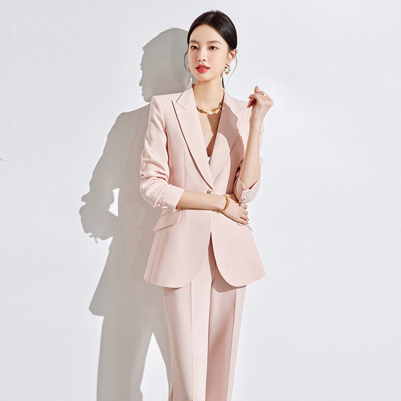 2026 Early Spring New Sweet Ladylike Suit for Women, Soft Peach Pink Blazer Jacket and Pants, High-End Korean Style