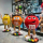 Мультяшная толпа M bean играет с красной куклой mm bean, большим украшением в форме оранжевой фасоли mini 1