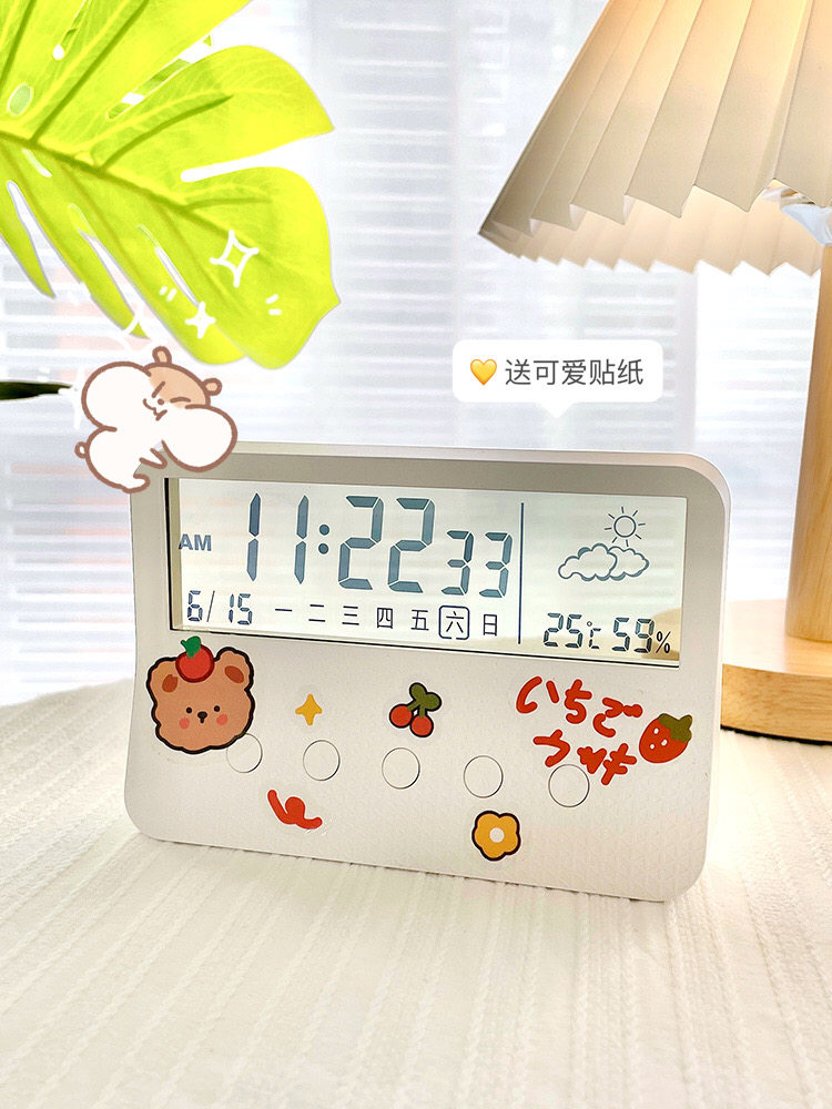 Transparent alarm clock ornaments cute net red smart students special children's girls small clock desktop clock pendulum table