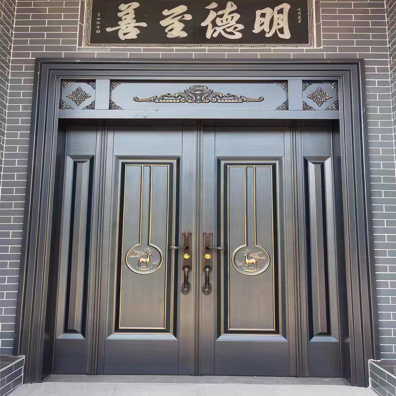 Zinc Alloy Villa Double Door Chinese-Style Copper Door Rural Self-Built House Entrance Door Country Courtyard Door Zinc Alloy Villa Double Door Chinese-Style Copper Door Rural Self-Built House Entrance Door Country Courtyard Door