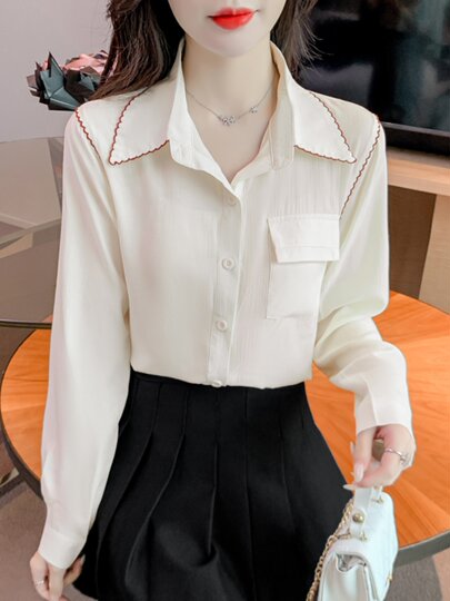法式职业雪纺衬衫女装春秋冬装爆款百搭长袖上衣时尚小个子高级感