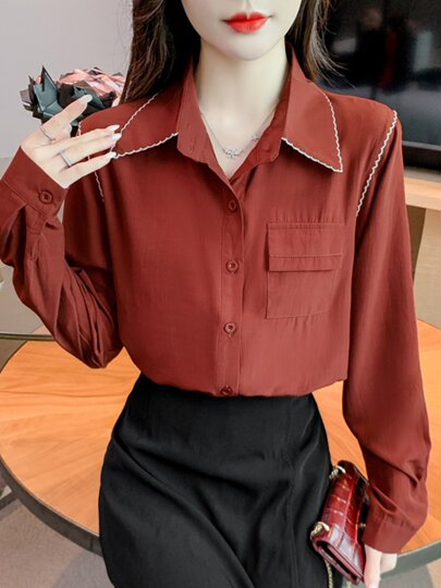 法式职业雪纺衬衫女装春秋冬装爆款百搭长袖上衣时尚小个子高级感
