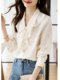 Popular High-End Ruffled Shirt with a Unique Thin Design for Spring, Autumn, and Winter, French-Style Long-Sleeved Top for Professional Wear