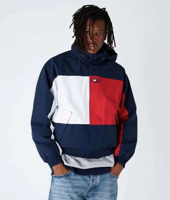Collaboration with Tommy Sheiby: Celebrity-Inspired Retro Trendy Unisex Casual Red and Blue Patchwork Double-Sided Jacket