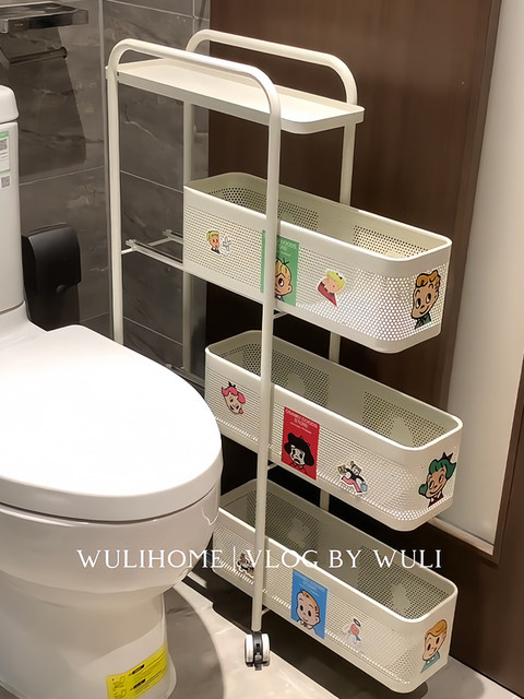 Bathroom slit storage rack bathroom toilet multi-function floor-standing multi-layer storage rack stainless steel small cart rack