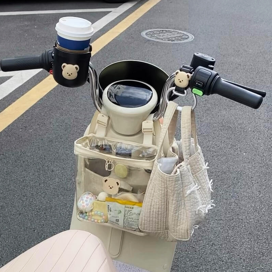 小熊电动车前置挂包电瓶车自行车专用防水收纳箱手机支架挂钩配饰