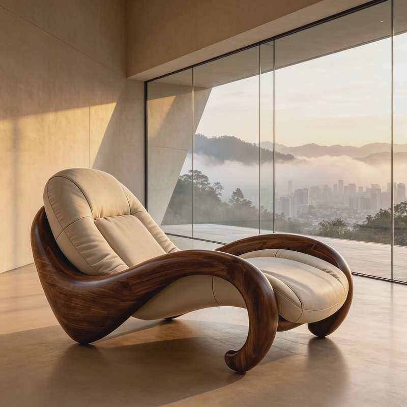 New Chinese-Style Solid Wood Black Walnut Leisure Sofa Chair, High-End Light Luxury Minimalist Leisure Recliner Sofa Chair Furniture