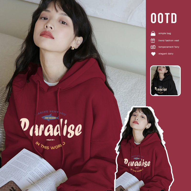 Lasciabel wine red Lianhood woman autumn and winter style 2023 new exploits Ben year clothes plus suede jacket-Taobao