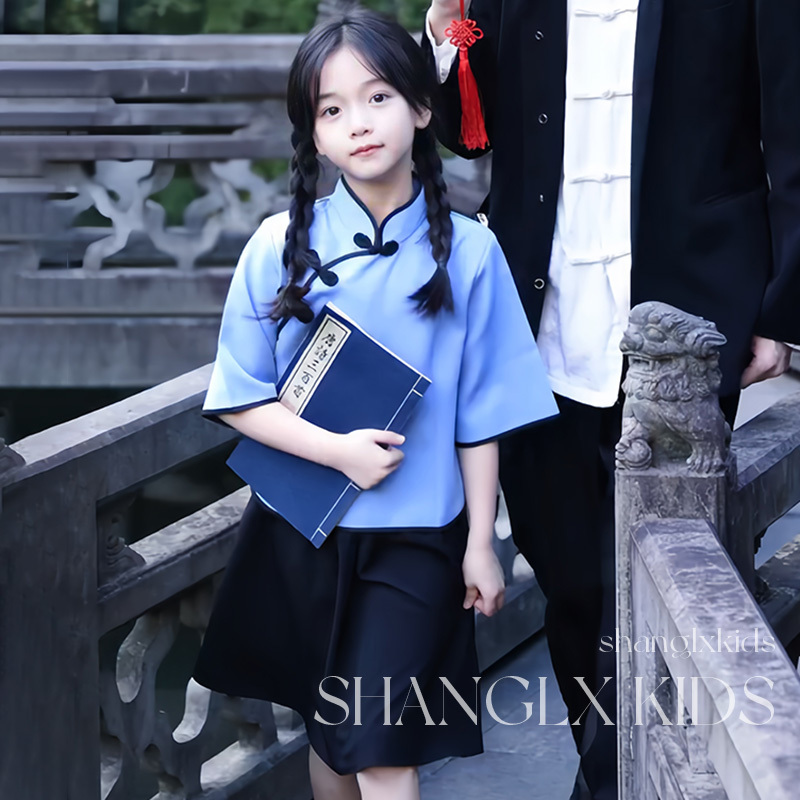 Beautiful Traditional Chinese-Style Hanfu for Girls and Children, 2026 New Spring Student Outfit, Republic of China Style Clothing for Older Children, Super Stylish Spring Model
