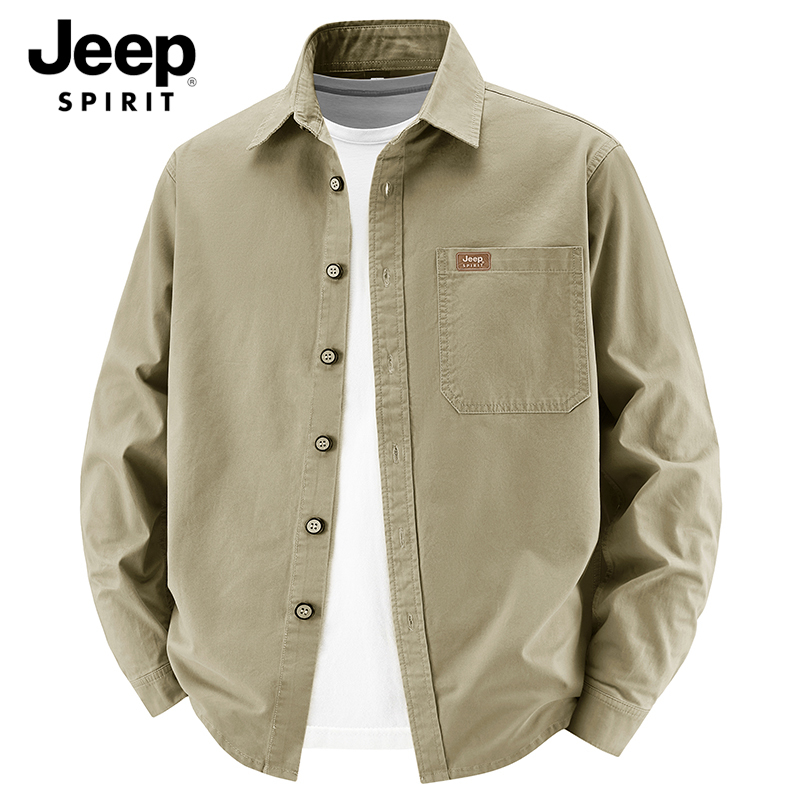 Jeep Genuine Pure Cotton Long-Sleeve Shirt for Men, New American-Style Work Shirt, High-End Cardigan, Versatile Quality Jacket Jeep Genuine Pure Cotton Long-Sleeve Shirt for Men, New American-Style Work Shirt, High-End Cardigan, Versatile Quality Jacket