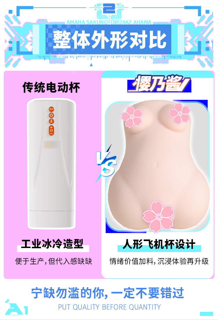 YUU伸缩樱乃酱飞机杯自慰男用阴臀倒模多功能自动斐济杯