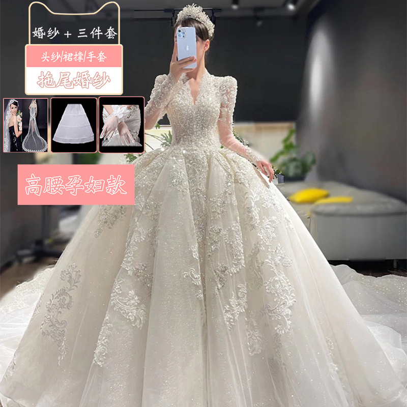  L+White pregnant women's trailer (wedding dress+three -piece set)   + $22.00 