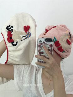 新しいかわいい漫画落書きアヒルターバンドライヘア帽子家庭用ソフト吸収性速乾ヘアタオル