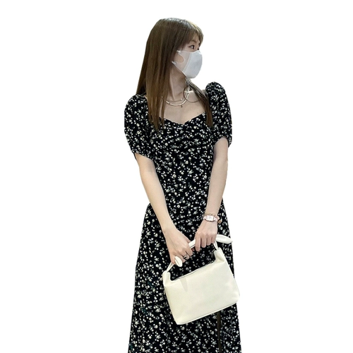 Длинная юбка, летнее платье, премиум класс, французский стиль, рукава фонарики, в цветочек