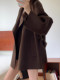 Korean lapel lazy high-end woolen short coat for women 2025 autumn and winter new loose brown coat