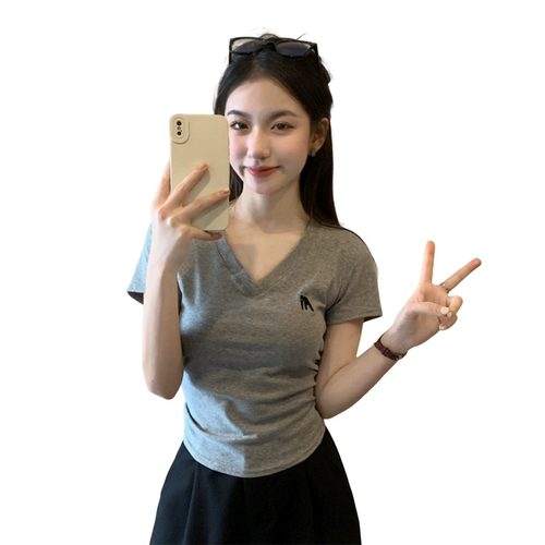 Ретро белая летняя приталенная короткая футболка с коротким рукавом, в американском стиле