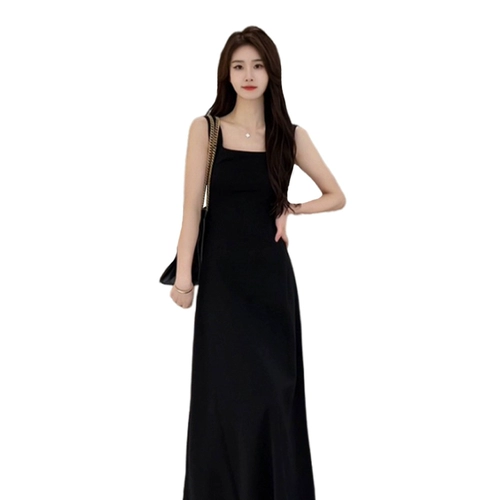 Черное летнее небольшое платье без рукавов без рукавов, юбка, эффект подтяжки, подходит для подростков