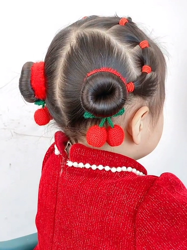 Детский Новый год Новый год Рождественский фестиваль Фестиваль волосы красные вишневые плюшевые волосы праздничные милые маруко для волос веревка