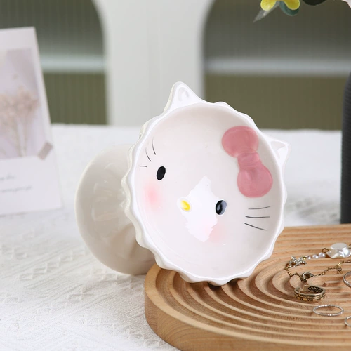 Симпатичная миска для кошек, керамическая миска для кошачьего корма, приподнятая полка для защиты шейного отдела позвоночника, предотвращение появления черного подбородка, миску для собаки и миску для собаки нелегко опрокинуть