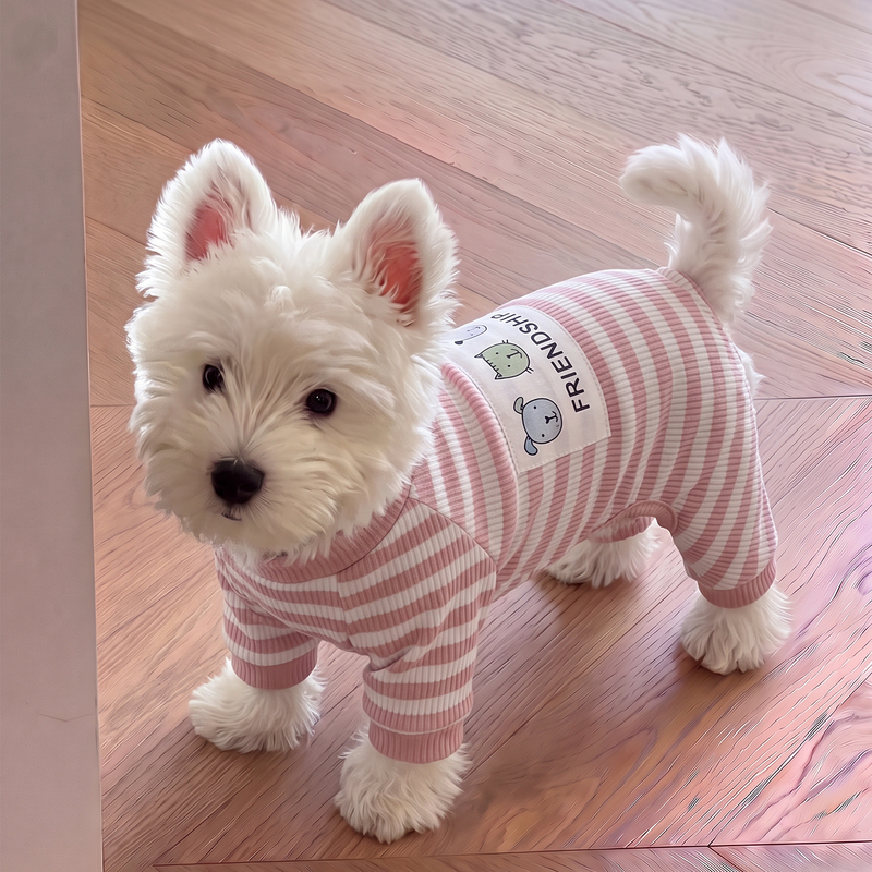 Breathable Four-Legged Clothing for Small Dogs, Teddy, Bichon, Schnauzer, Home Pet Belly-Protecting Pajamas, Air-Conditioning Clothing, Anti-Shedding