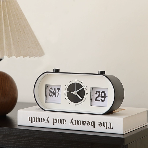 Креативные настольные электронные часы с вечным календарем, настольный будильник, простой и практичный календарь с ручным перелистыванием страниц.