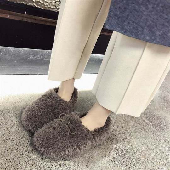 网红同款毛毛鞋女秋冬新款平底系带羊羔毛女鞋加绒保暖棉鞋小白鞋